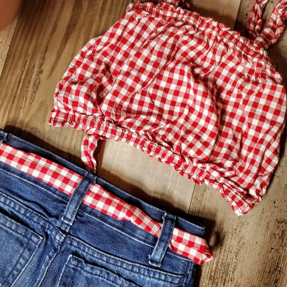 The Children's Place Girls Size 4/5 2 Pc Matching Outfit EUC Blue Red - Picture 14 of 15